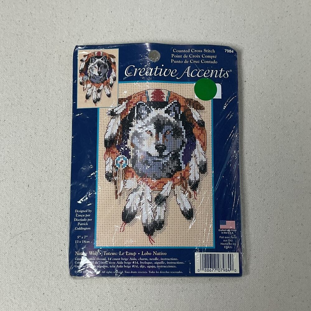 Creative Accents Counted Cross Stitch 7984 Native Wolf 5 x 7 New